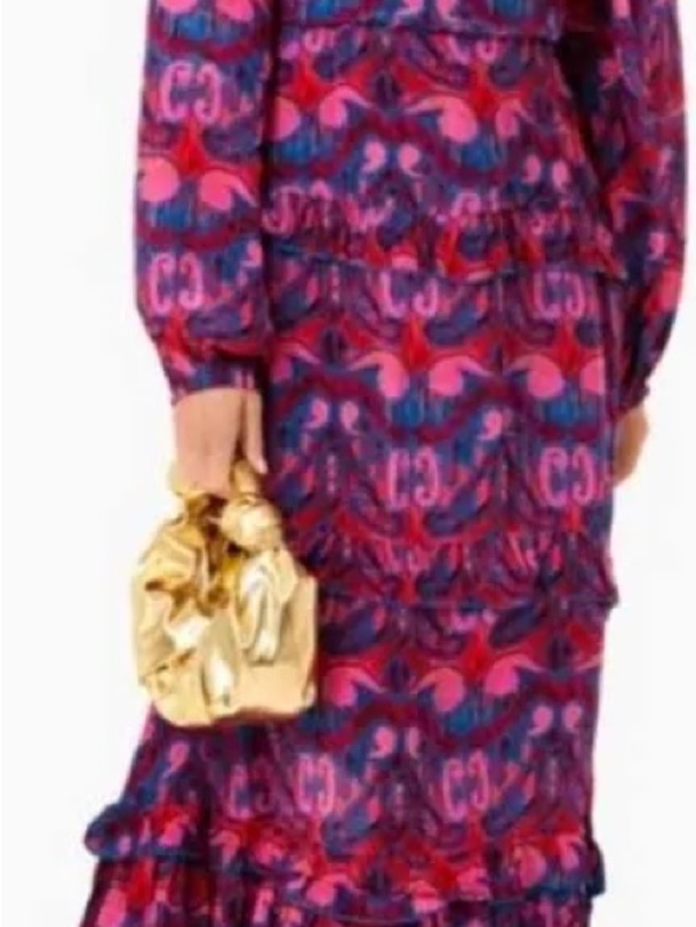 Oliphant Pink & Blue Abstract Tiered Maxi Dress